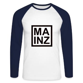 Mainz - Unisex Baseballshirt langarm - Weiß/Navy - Vorne - Nik (191cm)