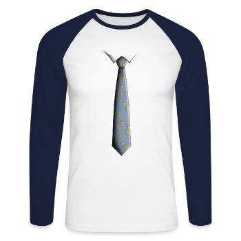 Tie with ducks - Unisex Long Sleeve Baseball T-Shirt - white/navy - Front - Nik (191cm)