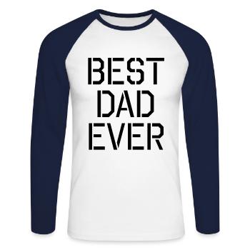 best dad ever - T-shirt baseball manches longues Homme - blanc/marine - Devant - Nik (191cm)