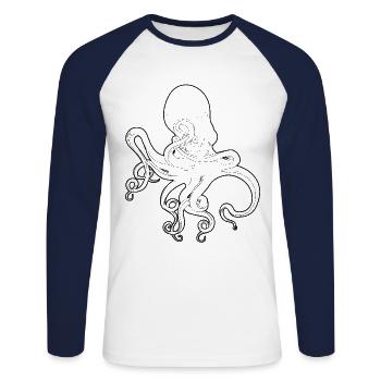 Octopus Octopus North Sea Seafaring Coast North Ocean - Unisex Long Sleeve Baseball T-Shirt - white/navy - Front - Nik (191cm)