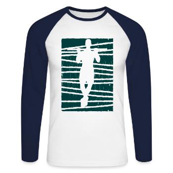 calisthenics body weight dips klimmzug calisthenic - Unisex Baseballshirt langarm - Weiß/Navy - Vorne - Nik (191cm)