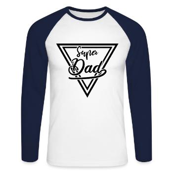 super dad - Unisex Long Sleeve Baseball T-Shirt - white/navy - Front - Nik (191cm)