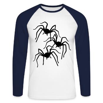 Spider spiders phobia fear panic horror - Unisex Long Sleeve Baseball T-Shirt - white/navy - Front - Nik (191cm)