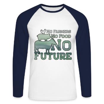 No Farmers No Food No Future Traktor - Unisex Baseballshirt langarm - Weiß/Navy - Vorne - Nik (191cm)