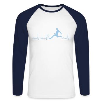 Fußball Herzschlag Ball Tor Mannschaft Geschenk - Unisex Baseballshirt langarm - Weiß/Navy - Vorne - Nik (191cm)