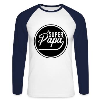 superpapa - T-shirt baseball manches longues Homme - blanc/marine - Devant - Nik (191cm)