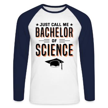 Diplôme Just Call Me Bachelor Of Science Univers - T-shirt baseball manches longues Homme - blanc/marine - Devant - Nik (191cm)