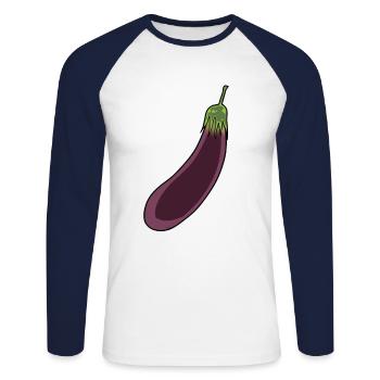 Aubergine Vegetables Vitamins Cooking Kitchen Vegetarian - Unisex Long Sleeve Baseball T-Shirt - white/navy - Front - Nik (191cm)