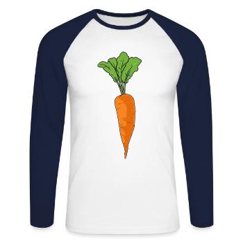 Karotte Mohrrübe Wurzel Bio Ernte Garten gärtnern - Unisex Baseballshirt langarm - Weiß/Navy - Vorne - Nik (191cm)