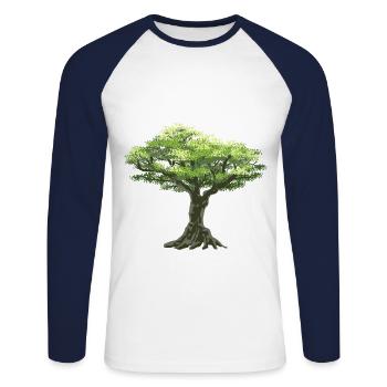 Olivenbaum Oliven Baum Griechenland Natur Ernte - Unisex Baseballshirt langarm - Weiß/Navy - Vorne - Nik (191cm)