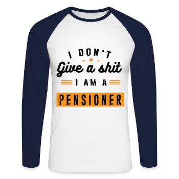 Retirement Pensioner Pensioner Pension Grandpa Gift - Unisex Long Sleeve Baseball T-Shirt - white/navy - Front - Nik (191cm)