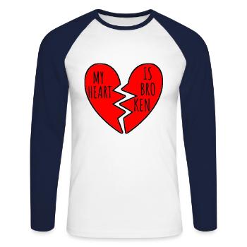 broken heart - Unisex Long Sleeve Baseball T-Shirt - white/navy - Front - Nik (191cm)