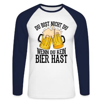 Du bist Nicht Du wenn du kein Bier hast - Bier - S - Unisex Baseballshirt langarm - Weiß/Navy - Vorne - Nik (191cm)
