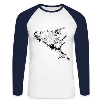 Buckelwal cool - Unisex Baseballshirt langarm - Weiß/Navy - Vorne - Nik (191cm)
