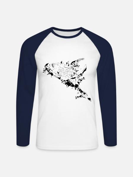 Humpback whale cool - Unisex Long Sleeve Baseball T-Shirt - white/navy