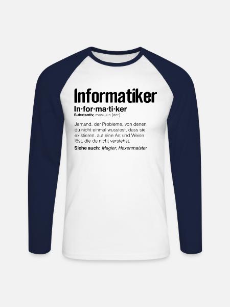 Informatiker Definition, Erklärung, Zauberer, Hexe - Unisex Baseballshirt langarm - Weiß/Navy