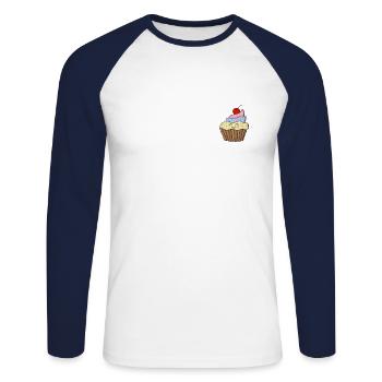 Cupcake Cherry Muffin Pastry Candy - Unisex Long Sleeve Baseball T-Shirt - white/navy - Front - Nik (191cm)