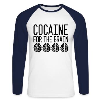 Kokain Cocaine - Unisex Baseballshirt langarm - Weiß/Navy - Vorne - Nik (191cm)