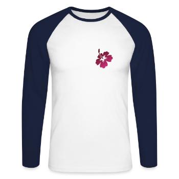 Jardin de symbole d'amour de fleur d'Hawaï - T-shirt baseball manches longues Homme - blanc/marine - Devant - Nik (191cm)