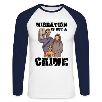 World Refugee Day Human Rights Anti-Racism E. - Unisex Long Sleeve Baseball T-Shirt - white/navy - Front - Nik (191cm)