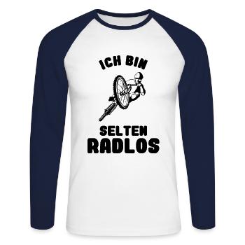 Fahrrad - Ich bin Selten Radlos - MTB Radtour - Unisex Baseballshirt langarm - Weiß/Navy - Vorne - Nik (191cm)