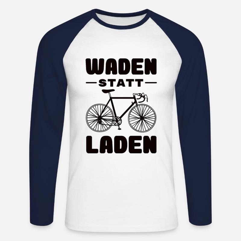 Fahrrad - Waden statt Laden - MTB Rennrad Spruch - Unisex Baseballshirt langarm - Weiß/Navy