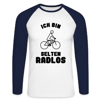 Fahrrad - Ich bin Selten Radlos - MTB Radtour - Unisex Baseballshirt langarm - Weiß/Navy - Vorne - Nik (191cm)