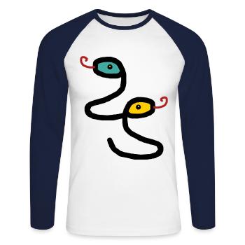 Schlangen Reptilien Amphibien Kinder Schlange - Unisex Baseballshirt langarm - Weiß/Navy - Vorne - Nik (191cm)