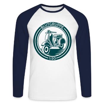 Zweitakter Roller Geschenk Gemisch - Unisex Baseballshirt langarm - Weiß/Navy - Vorne - Nik (191cm)