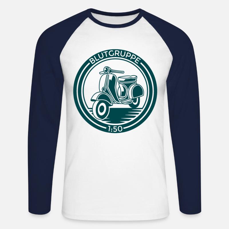 Zweitakter Roller Geschenk Gemisch - Unisex Baseballshirt langarm - Weiß/Navy