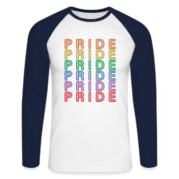Pride Rainbow, LGBTQ, Lgbt Lesbische Gay Pride Geschenk - Unisex Baseballshirt langarm - Weiß/Navy - Vorne - Nik (191cm)