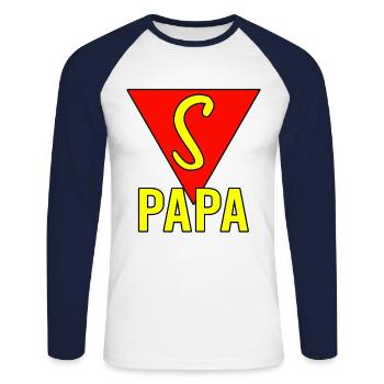 super dad - Unisex Long Sleeve Baseball T-Shirt - white/navy - Front - Nik (191cm)