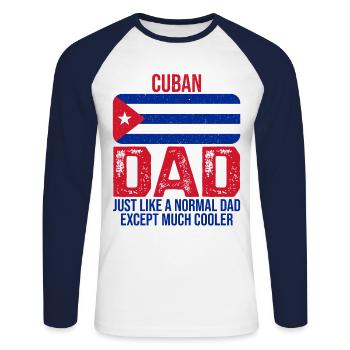 Cuban Dad Kuba-Flagge zum Vatertag - Unisex Baseballshirt langarm - Weiß/Navy - Vorne - Nik (191cm)