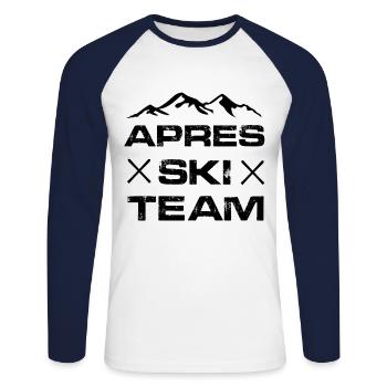 apres ski team - Unisex Baseballshirt langarm - Weiß/Navy - Vorne - Nik (191cm)
