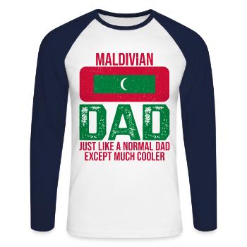 Drapeau maldivien papa Maldives pour la fête des pères - T-shirt baseball manches longues Homme - blanc/marine - Devant - Nik (191cm)