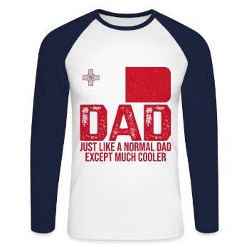 Papa maltais Drapeau de Malte pour la fête des pères - T-shirt baseball manches longues Homme - blanc/marine - Devant - Nik (191cm)
