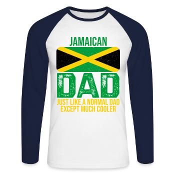 Drapeau de la Jamaïque papa jamaïcain pour la fête des pères - T-shirt baseball manches longues Homme - blanc/marine - Devant - Nik (191cm)
