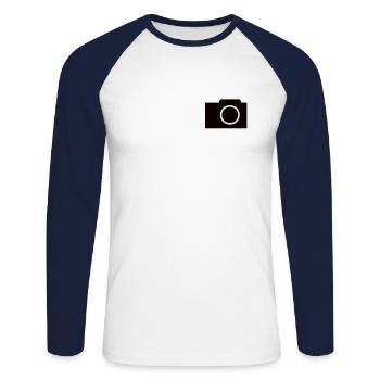 Photographie photographique Photo Photo - T-shirt baseball manches longues Homme - blanc/marine - Devant - Nik (191cm)