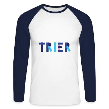 Trier Geometry - Unisex Long Sleeve Baseball T-Shirt - white/navy - Front - Nik (191cm)