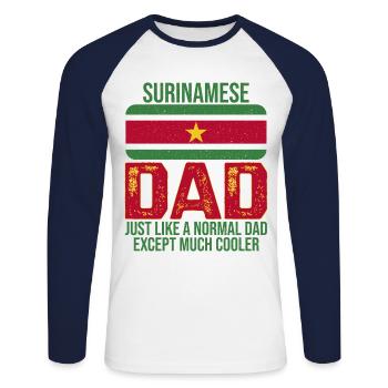 Surinamese Dad Drapeau du Surinam pour la fête des pères - T-shirt baseball manches longues Homme - blanc/marine - Devant - Nik (191cm)