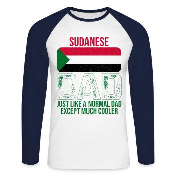 Sudanese Dad Sudan flag for Father's Day - Unisex Long Sleeve Baseball T-Shirt - white/navy - Front - Nik (191cm)