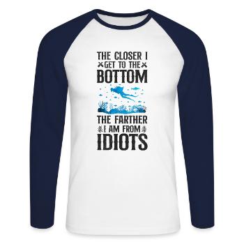 Scuba Diving Diver The Closer I - Unisex Long Sleeve Baseball T-Shirt - white/navy - Front - Nik (191cm)