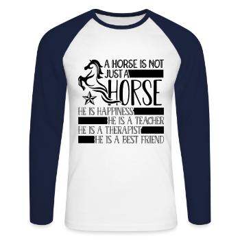 Dictons de cheval Chevaux Cavalier Cheval Sport équestre - T-shirt baseball manches longues Homme - blanc/marine - Devant - Nik (191cm)