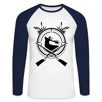 Rotwild Jagen - Unisex Baseballshirt langarm - Weiß/Navy - Vorne - Nik (191cm)