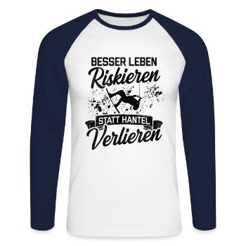Wakeboard Besser Leben Riskieren Statt Hantel Verl - Unisex Baseballshirt langarm - Weiß/Navy - Vorne - Nik (191cm)