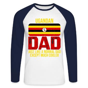 Ugandan Dad Uganda Flag for Father's Day - Unisex Long Sleeve Baseball T-Shirt - white/navy - Front - Nik (191cm)