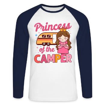 Cute Camping Princess Camper - Unisex Long Sleeve Baseball T-Shirt - white/navy - Front - Nik (191cm)