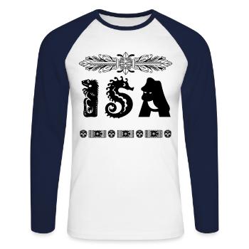 ISA Jungen Name personalisiertes - Unisex Baseballshirt langarm - Weiß/Navy - Vorne - Nik (191cm)