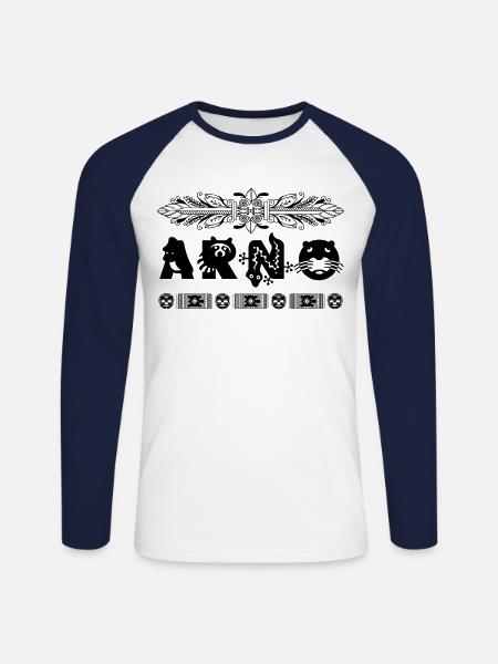 ARNO boys name personalized - Unisex Long Sleeve Baseball T-Shirt - white/navy