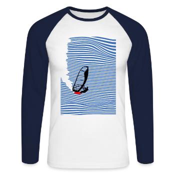 Windsurfers Windsurfing Wave - Unisex Long Sleeve Baseball T-Shirt - white/navy - Front - Nik (191cm)